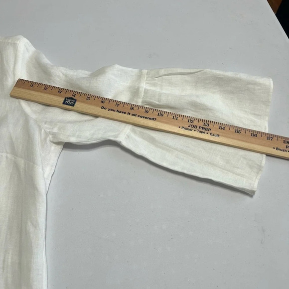 Talbots 100% Linen White Embroidered Fish  Shirt Bell Sleeves Size M - Picture 7 of 13